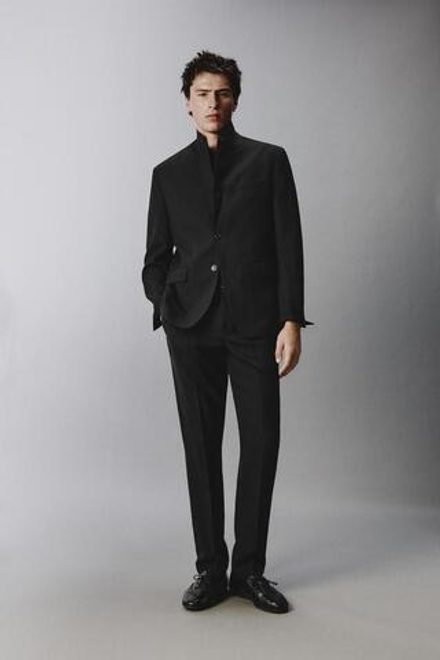 ZARA КОСТЮМНЫЕ БРЮКИ ИЗ ШЕРСТИ, ЧЕРНЫЙ