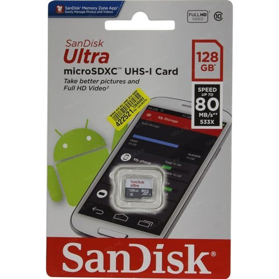 Карта памяти Sandisk microSDXC 128Gb Class10 с адаптером