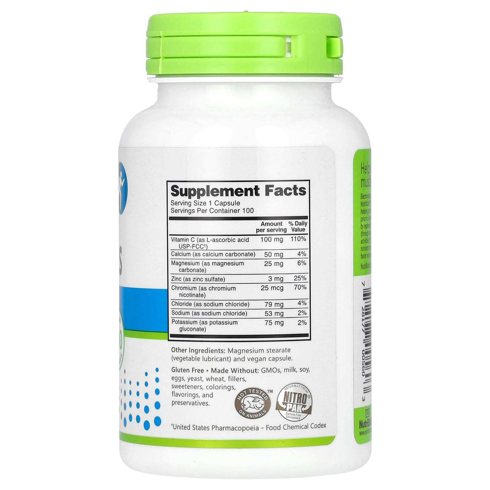 NutriBiotic, Performance, незаменимые электролиты, 100 веганских капсул
