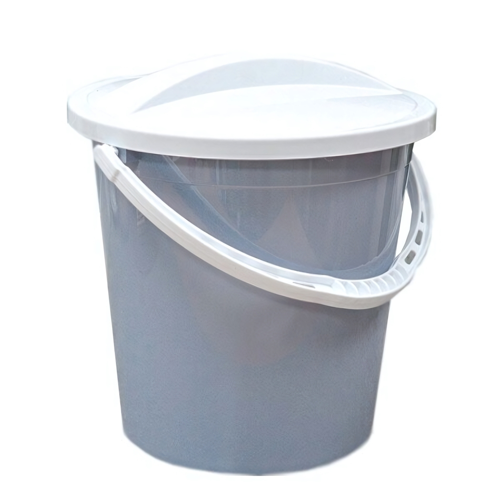 Ведро пластиковое с крышкой 8 л серо-голубое, крышка белая РП-1016