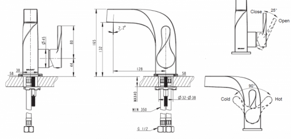 Смеситель для умывальника Bravat Wave