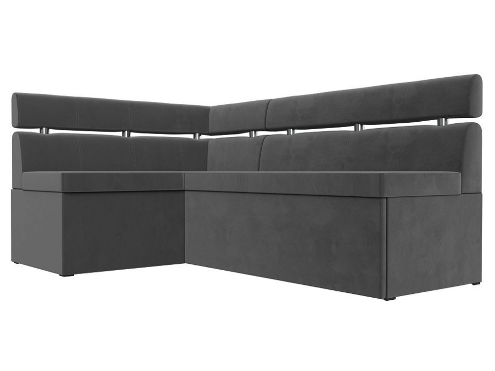 Диван кухонный угловой Классик левый угол, Серый, Велюр, 117980L