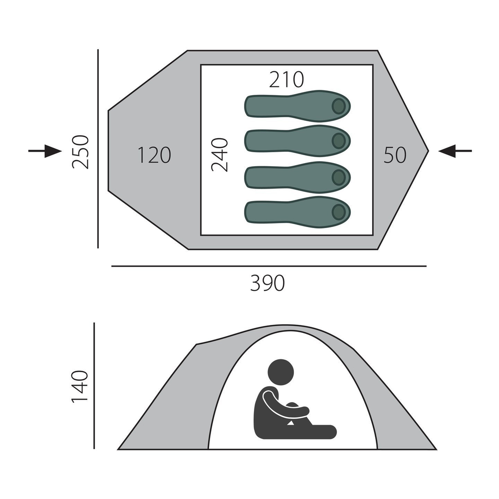 Двухслойная палатка BTrace Canio 4 с двумя входами