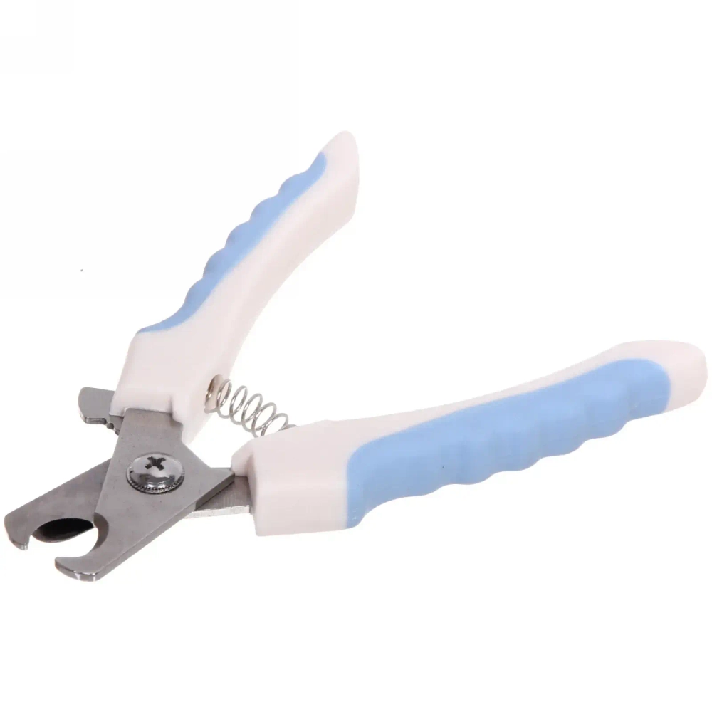 Когтерез для животных «ЗООУЛЬТРА», пружинный механизм, ручки прорезиненные - волна, цвет белый / голубой, 16см