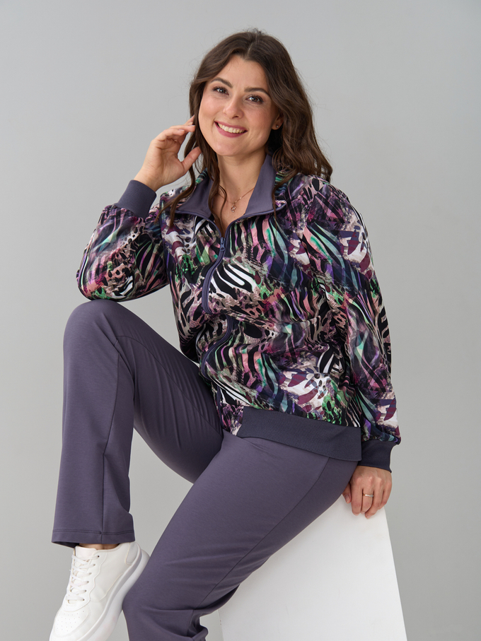 Костюм с брюками КБ-184/серый-разноцветнаязебра