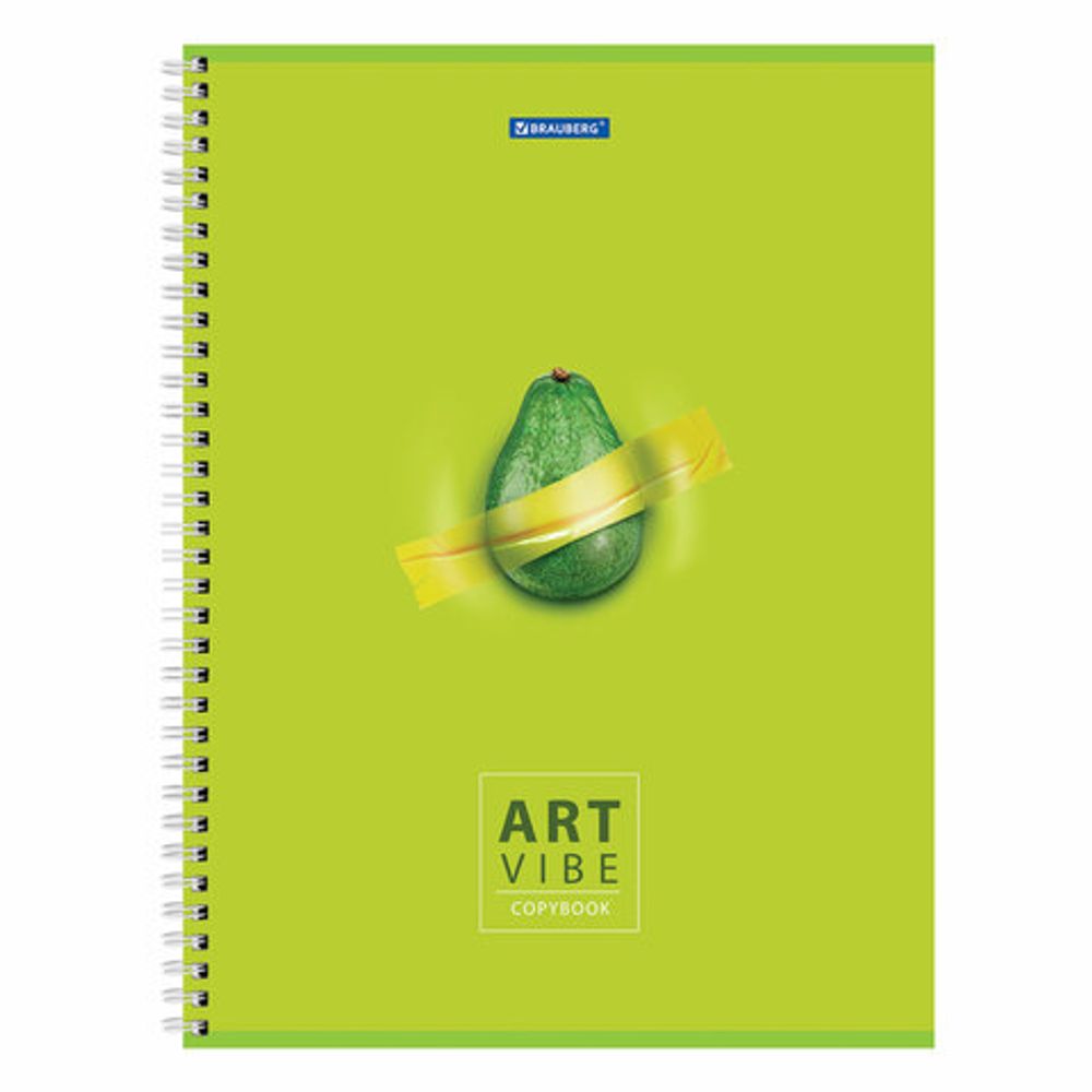 Тетрадь А4, 96 л., BRAUBERG, гребень, клетка, глянцевый лак, "Avo", 404061