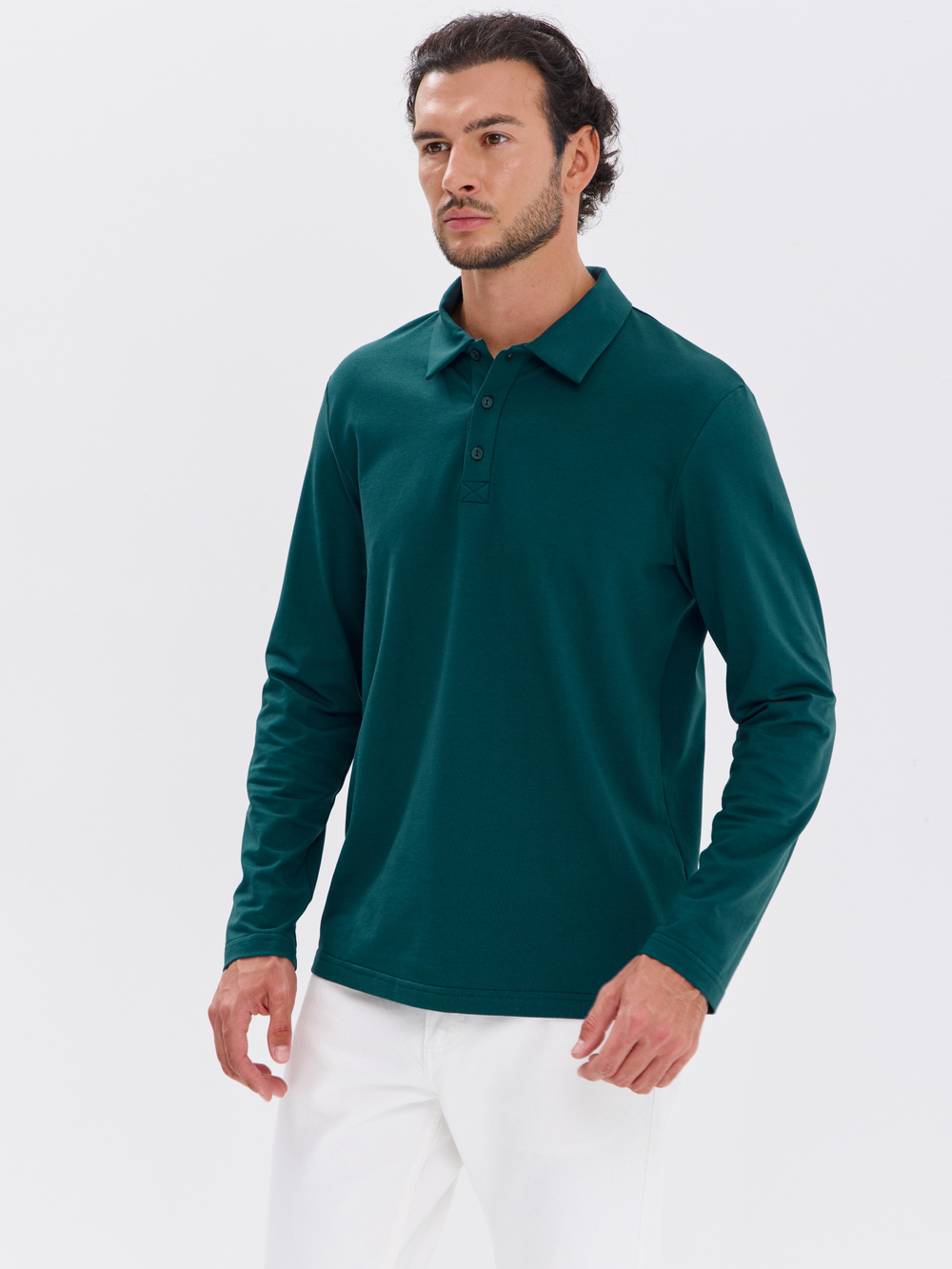 Повседневный базовый лонгслив поло