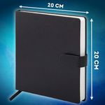 Скетчбук, белая бумага 140 г/м2 200х200 мм, 80 л., КОЖЗАМ, застежка, BRAUBERG ART CLASSIC, черный, 116463