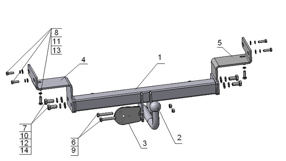 Фаркоп для Kia Ceed хетчбек 5 дверей 2006-2012 Тип шара: A. Нагрузки: 1200/75 кг, KI 13