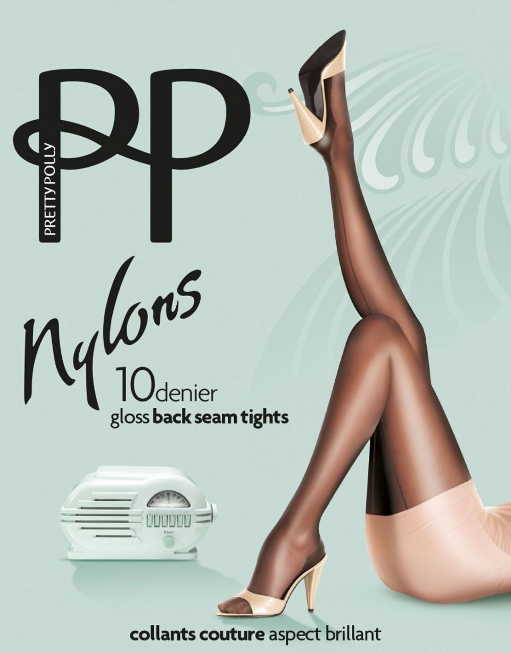 Оригинальные нейлоновые колготки со швом (Размер: M-L) (Цвет: бронзовый)