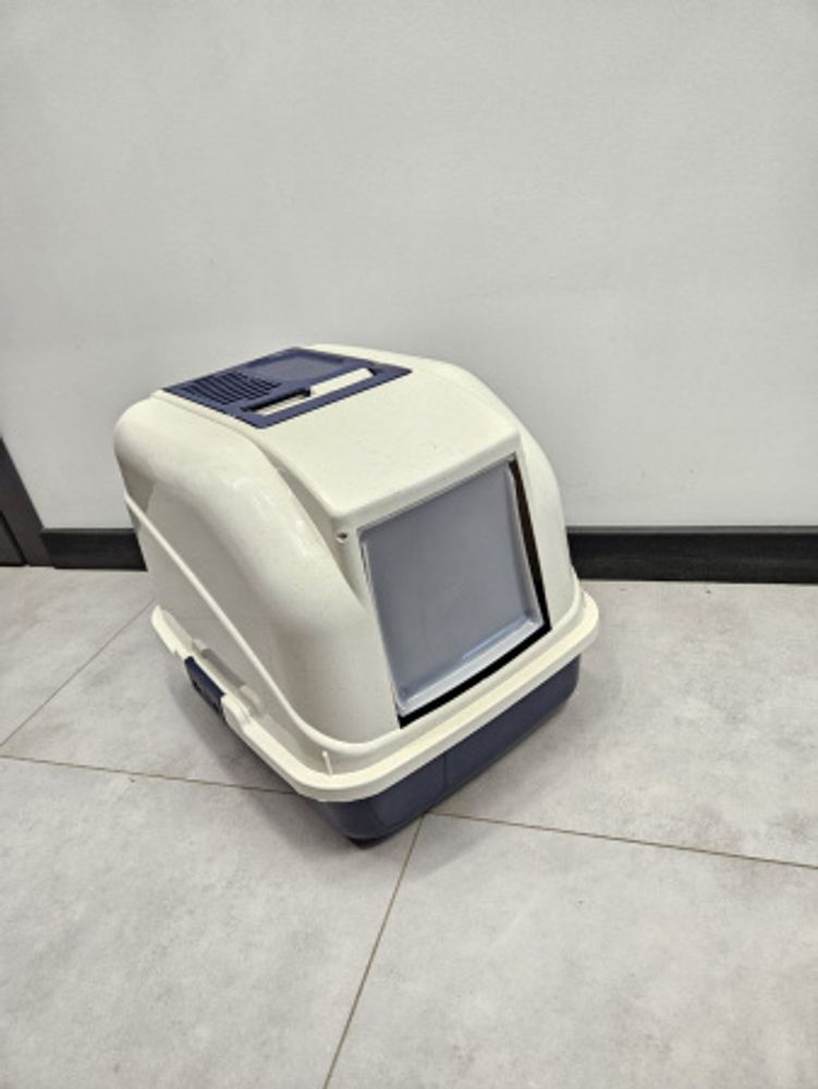 Закрытый туалет для кошек "Чистый котик",с фильтром синий 50х40х41см