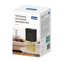 UML-B306 E14 GOLD-BLACK Светильник настольный декоративный под лампу Е14. 40W. Механический выключатель. Золотой-Черный. ТМ Uniel