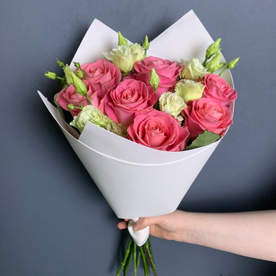 Букет "Амели"(роза ,эустома)