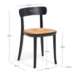 Стул Romane из массива бука черного цвета с ясеневым шпоном и ротангом