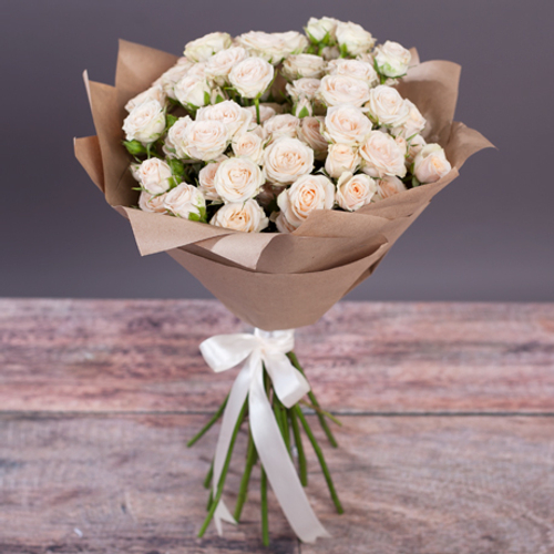 Купить Букет 15 кремовых кустовых роз