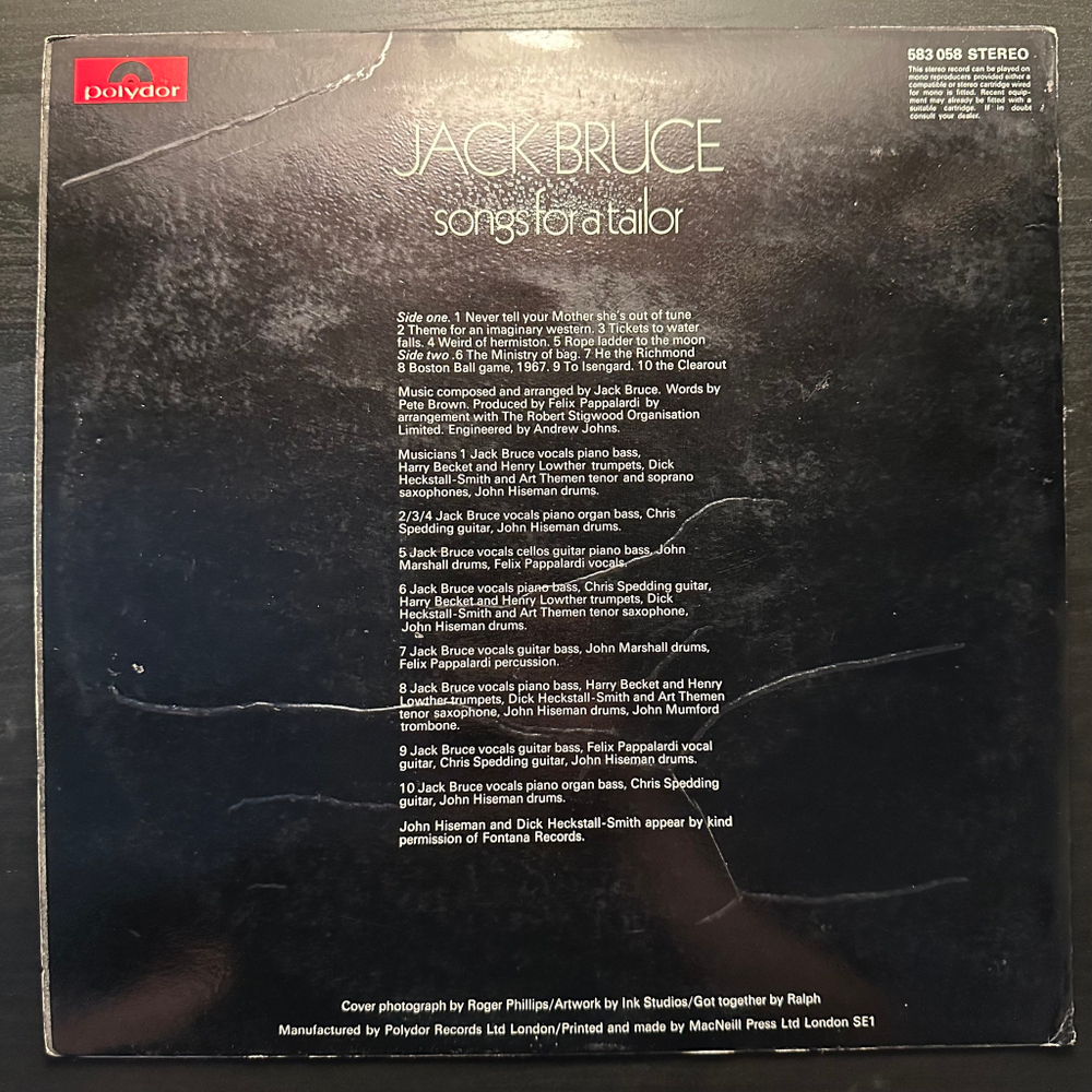 Jack Bruce - Songs For A Tailor (Англия 1969г.)