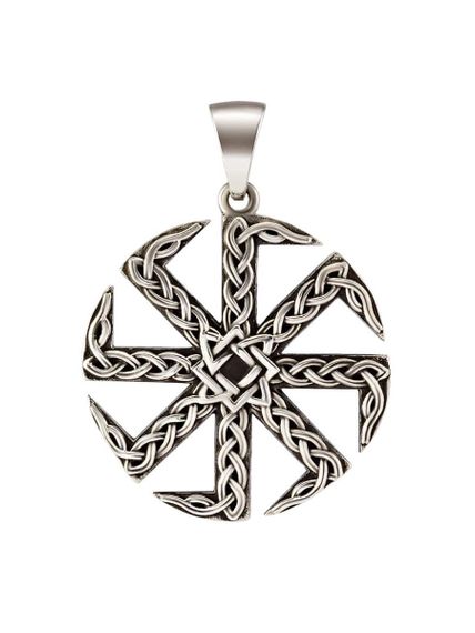 Купить кулон из серебра Коловрат со звездой Руси с доставкой. Фото на белом фоне вид сзади