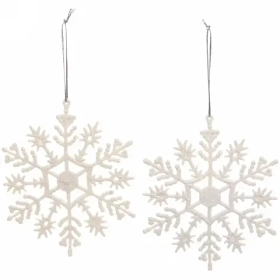 Подвески в блестках «Зимние снежинки» 9,5 см (набор 2шт), белый