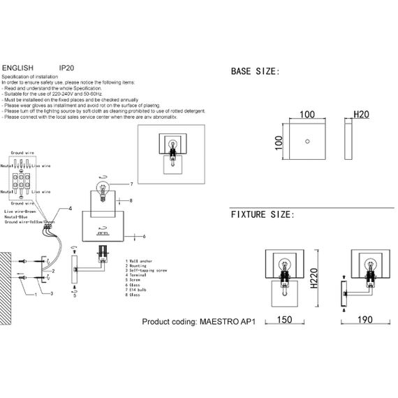 Бра Crystal Lux Maestro AP1 Gold