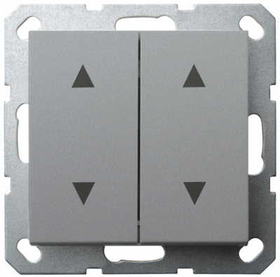 Выключатель двухклавишный для штор 10A 250V~ с накладкой, цвет Алюминий