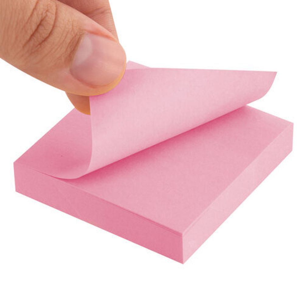 Блок самоклеящийся (стикеры) STAFF STANDARD, ПАСТЕЛЬНЫЙ 51х51 мм, розовый, 100 листов, 116580