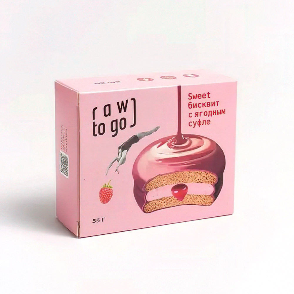 Sweet бисквит с ягодным суфле Raw to Go, 55 г