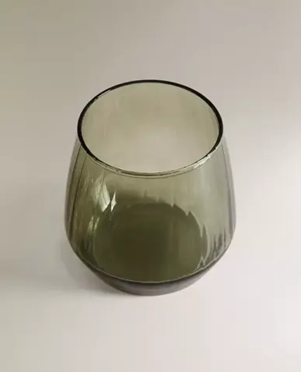 ZARA HOME СТАКАН ИЗ СТЕКЛА С УЗОРОМ В ПОЛОСКУ, ЗЕЛЕНЫЙ