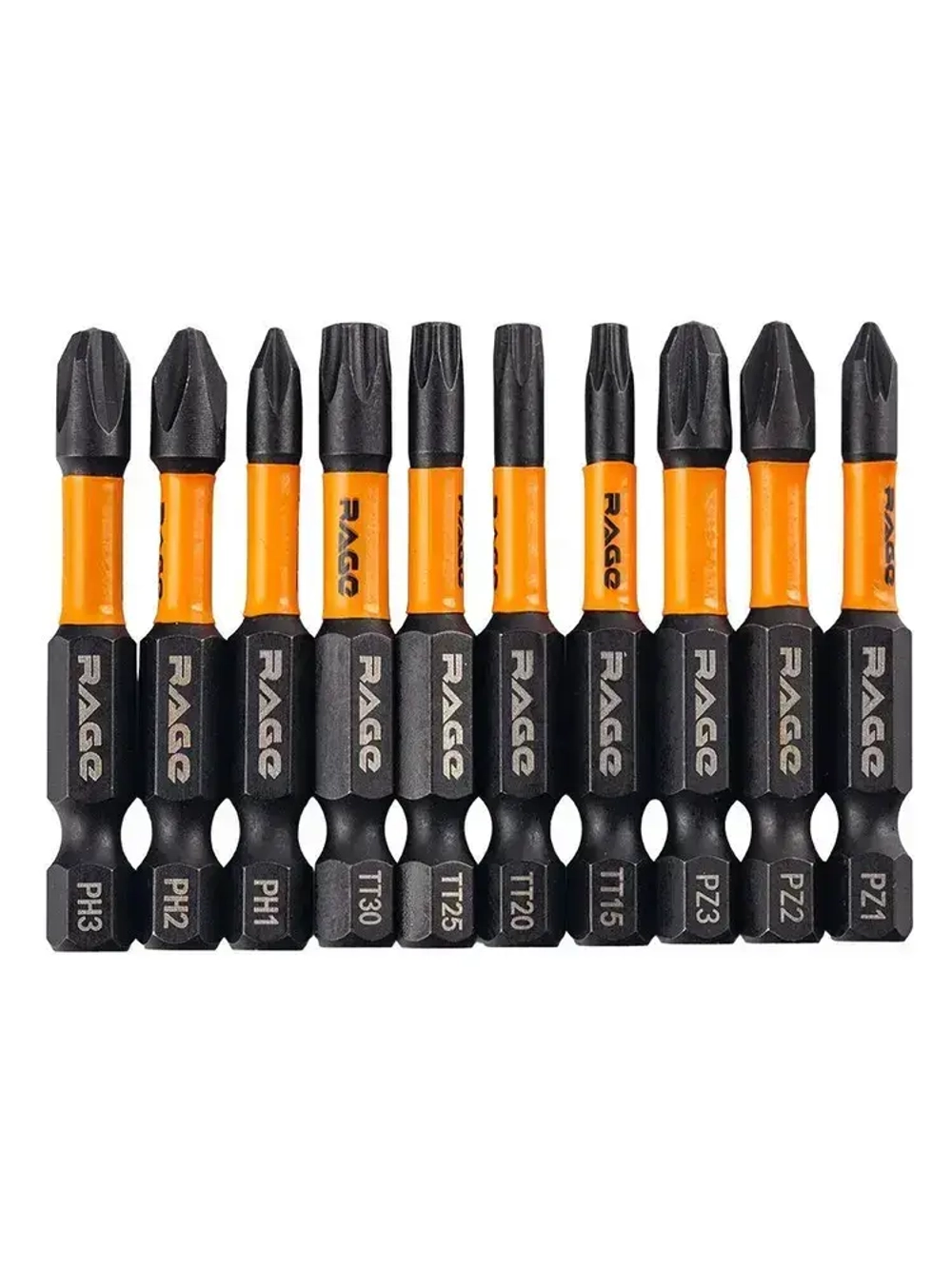 Набор бит торсионных IMPACT S2 PH PZ TORX x 50 мм 10 шт RAGE by VIRA