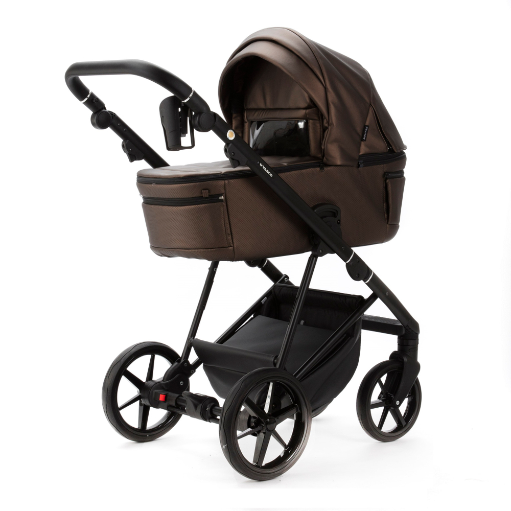 Детская универсальная коляска Adamex Vasco Deluxe V-SM16 2 в 1, Бежевый металлик Экокожа