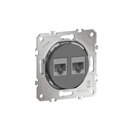 Розетка компьютерная RJ45 cat.5e на 2 порта,  цвет матовый шоколад,  серия D16,  Donel