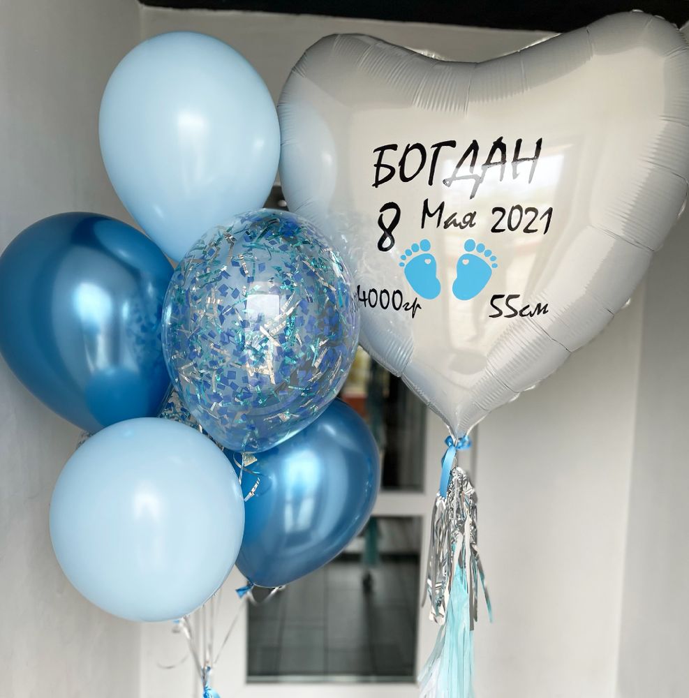 Воздушные шары на выписку мальчика №732