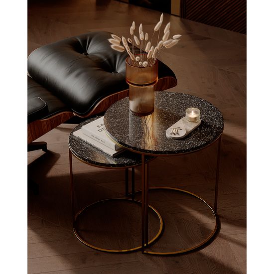 Набор из 2-х кофейных столиков hans, D40 см и D50 см, черный мрамор