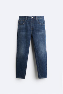 ZARA ДЖИНСЫ SLIM CROPPED-FIT, СИНИЙ