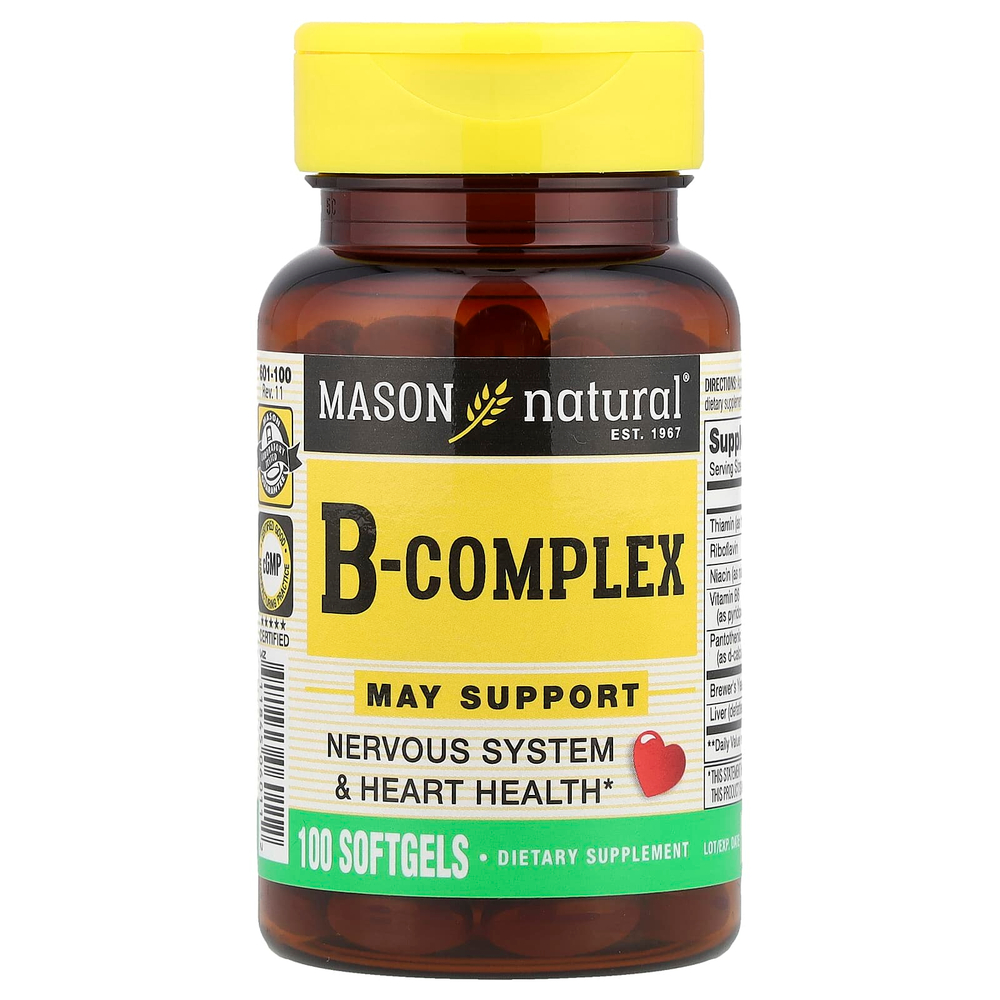 Mason Natural, комплекс витаминов группы В, 100 капсул
