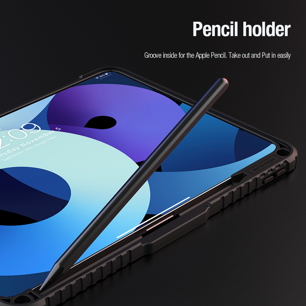 Чехол книжка синего цвета от Nillkin для Apple iPad Pro 11 с 2024 года, серия Bumper Pro Case-Multi Angle Folding Style, многофункциональный складной стиль