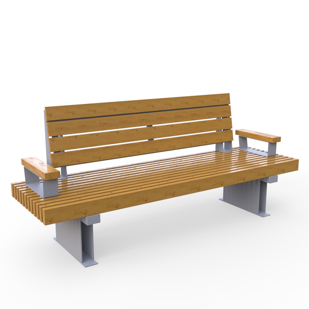 Скамейка Rail Road 03 продольная с подлокотниками