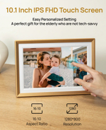 Цифровая фоторамка Arzopa D10 Gold Wi-Fi, 10,1-дюймовый сенсорный экран IPS, разрешение 1280x800