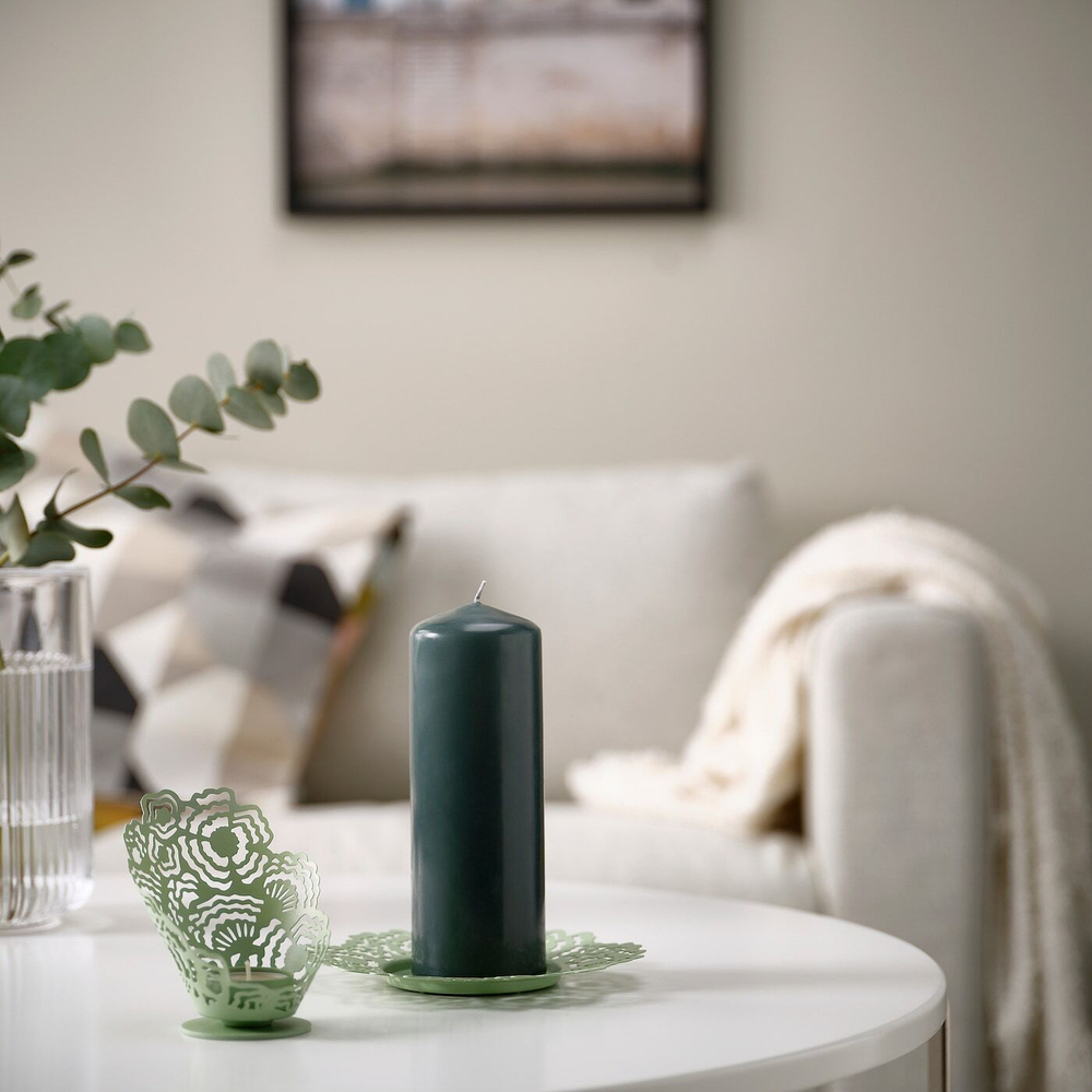 IKEA SILKESTRÄD  (ИКЕА СИЛКЕСТРÄД)  -  Подсвечник, светло-зеленый, 18 см