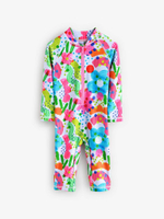 Купальник слитный на молнии для девочки Next E77-684, Ярко-голубой, Розовый