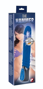 Синий вибратор с поступательным движением - 30 см. (Цвет: синий)