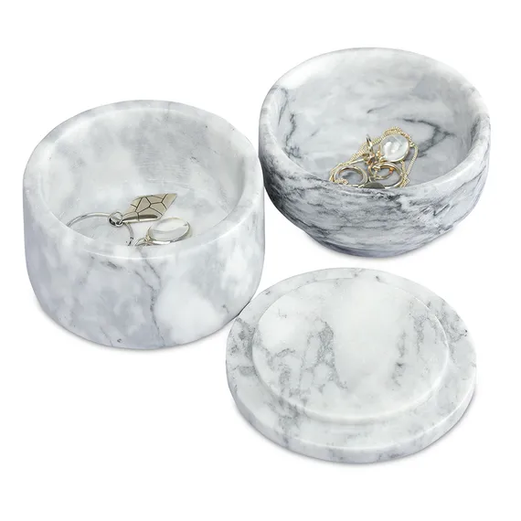 Шкатулка для украшений Marm, D10,5х11,8 см, белый мрамор