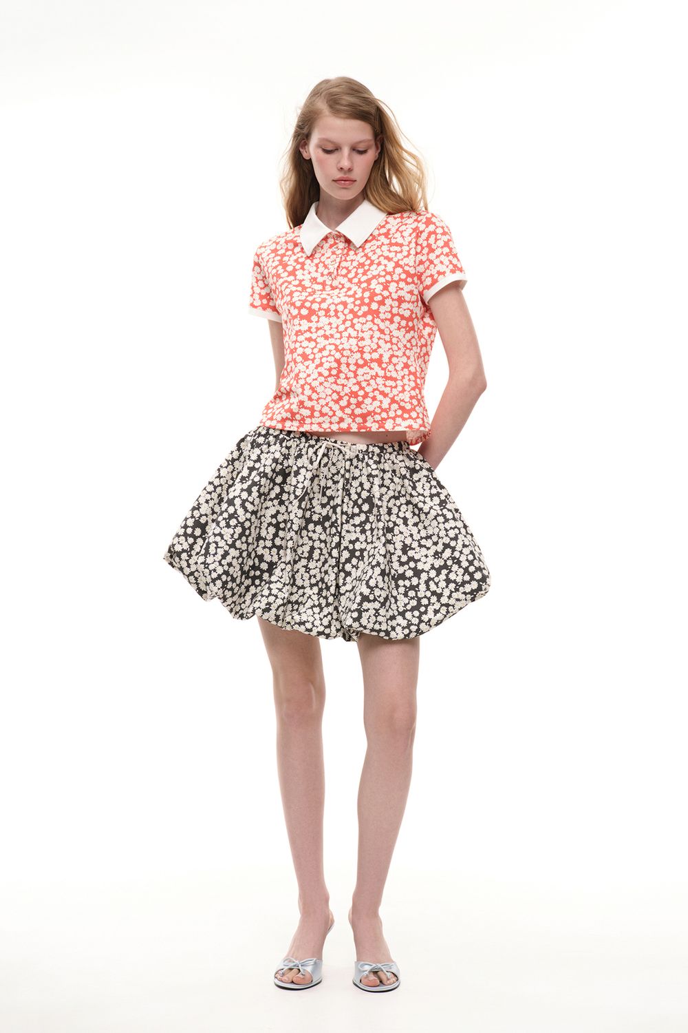 Поло с цветочным принтом (Flower Power), красное