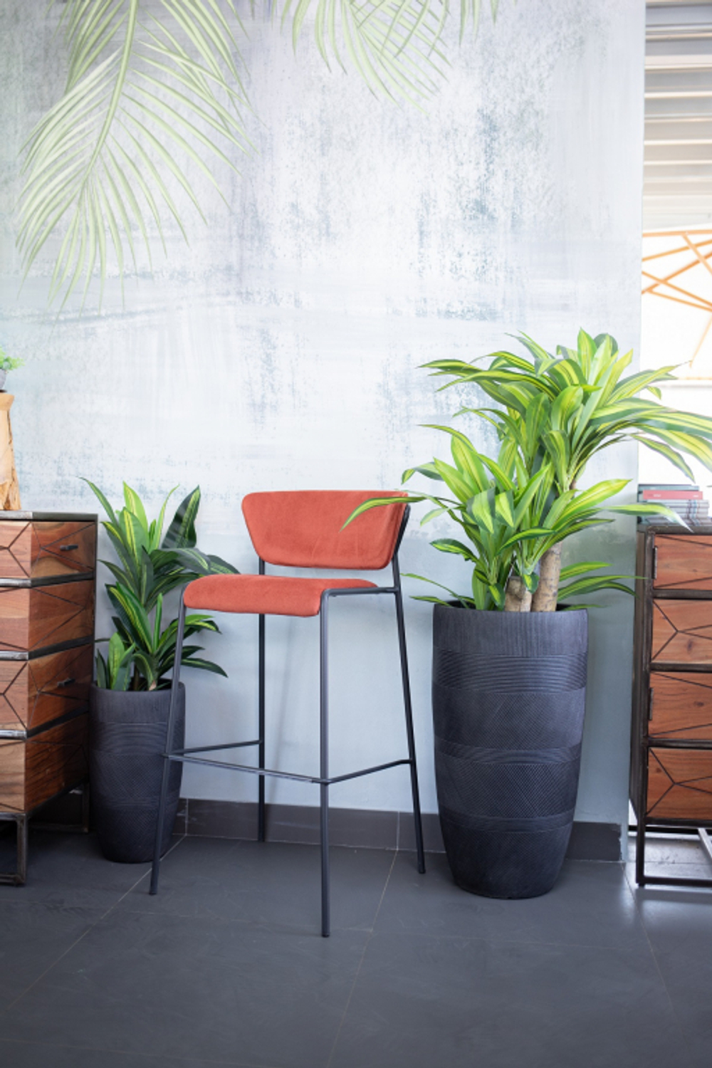 Стул барный с обивкой Scab Design Lisa, антрацит, красный