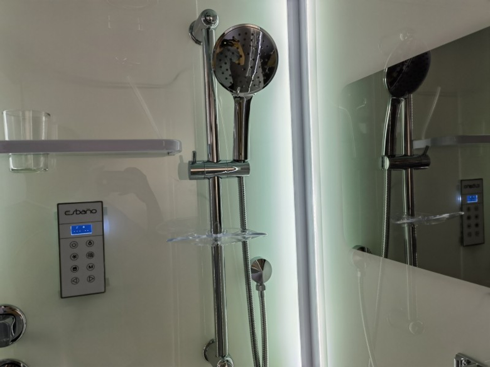 Душевая кабина Esbano (Эсбано) ES-L108CKR, с низким поддоном, с электрикой и LED освещением, 100х80х210