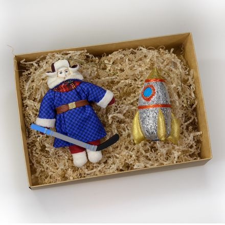 Набор ёлочных игрушек Мальчик и ракета