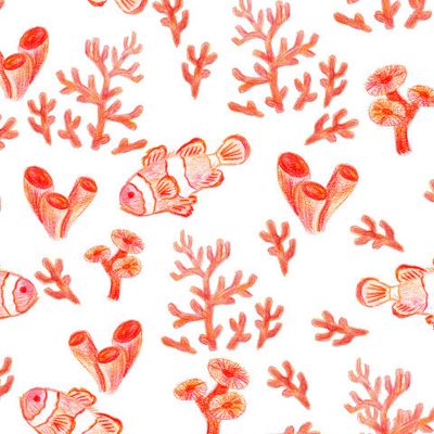 Морское дно с рыбками и кораллами