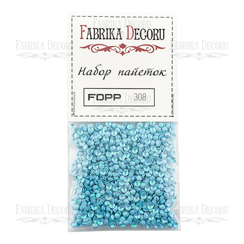Набор пайеток №308, 4мм, голубой цвет, Fabrika Decoru
