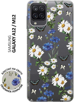 Накладка Samsung A12 /М12 силикон  MattFlowers ромашка