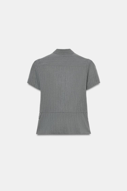 ZARA ТОП В ТОНКУЮ ПОЛОСКУ С ПУГОВИЦАМИ, АНТРАЦИТОВО-СЕРЫЙ