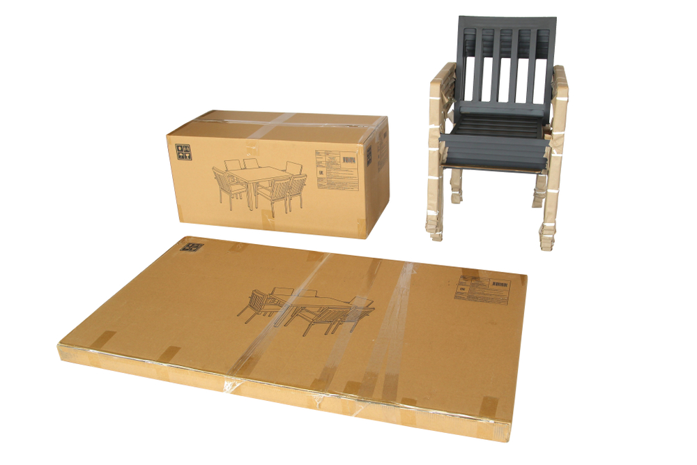 Набор мебели Эдмонд арт.GS065 серый, серый 3 уп. (стол 1кор.+6 стульев (штабель с под.)+под.в кор.) "Garden story"